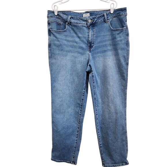 M Maurices Everflex Denim Jeans Blue Straight Leg Midrise Stretch Plus Size 22W - Picture 1 of 8